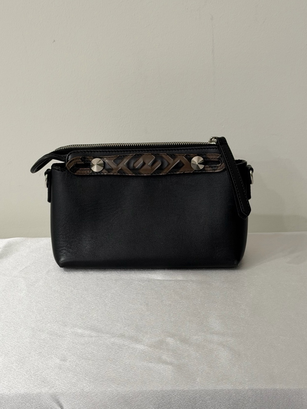Fendi Black Leather Crossbody with Brown FF Trim - Picture 2 of 15